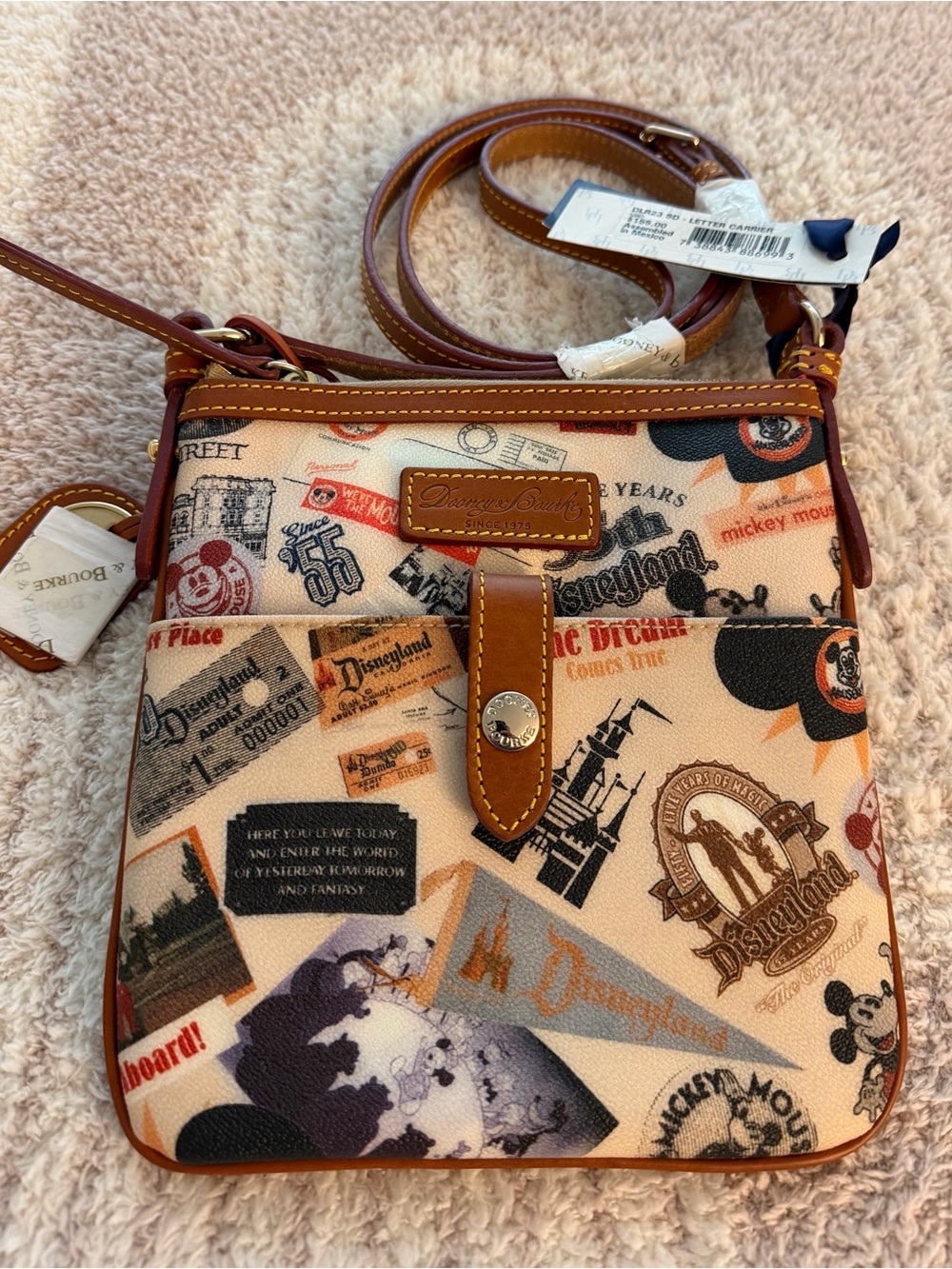 Disney Dooney & Bourke Disneyland 55th Anniversary Letter Carrier NWT
